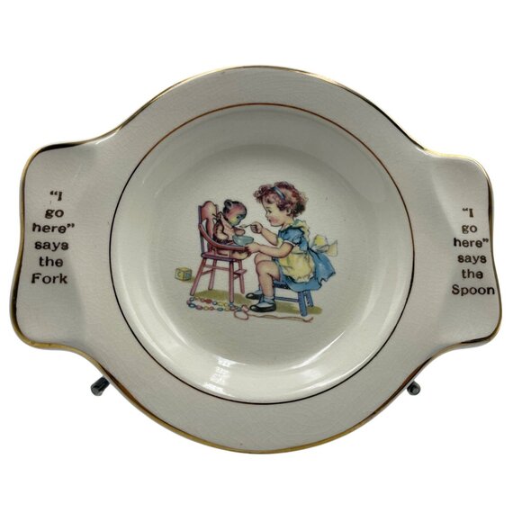 Vintage International Silver Co Baby Feeding Dish By Salem China Co - Picture 1 of 16